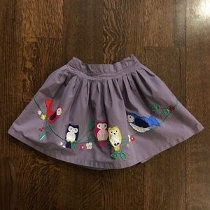Mini Boden Birds & Owls Appliqué Skirt